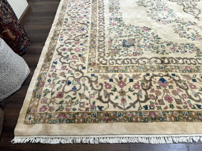 Indo Persian Rug 12x15, Palace Sized Carpet, Oversized Wool Handmade Rug, Kerman Rug, Semi Open Field, Pande Cameron Rug, Beige - Nuvé