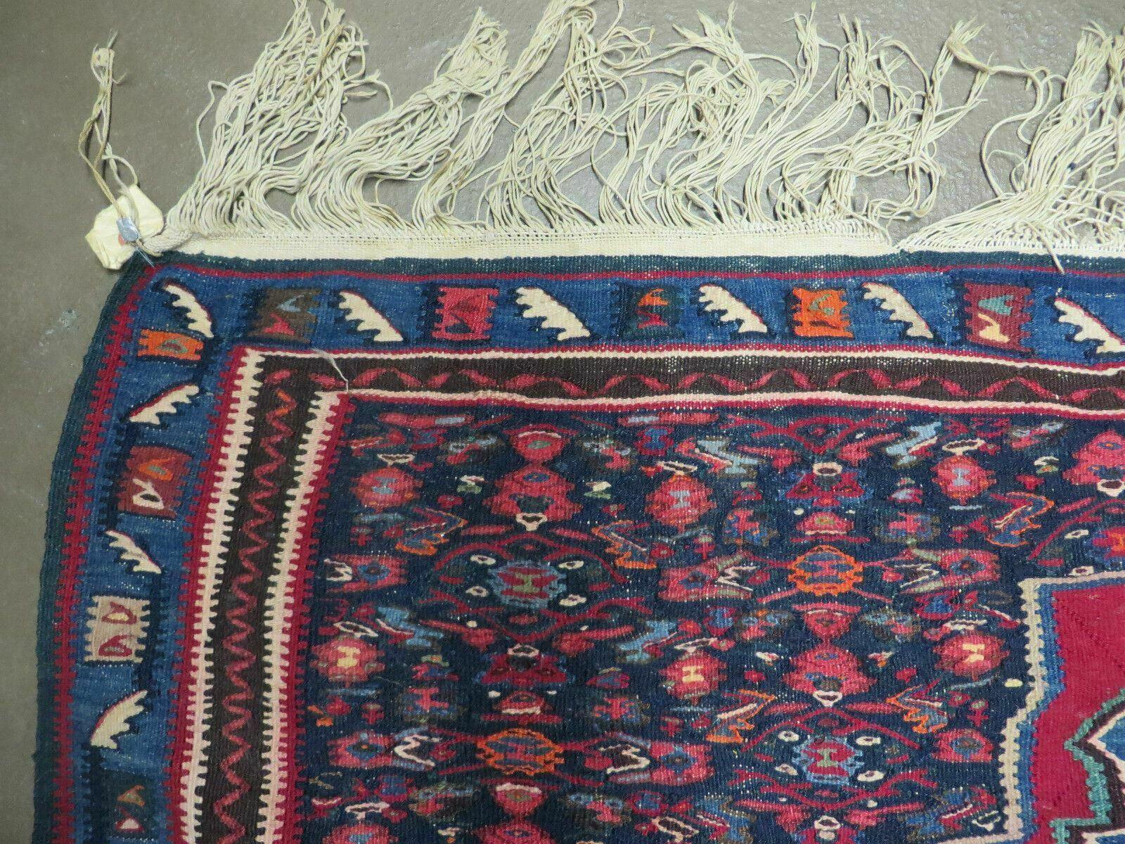 4' X 5' Antique Handmade Turkish Wool Kilim Flat weave Rug Blanket Tribal - Nuvé