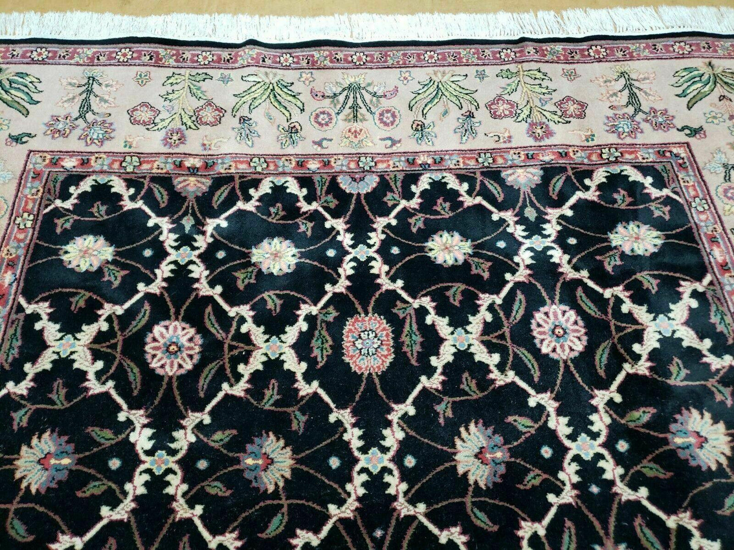 6' X 9' Handmade India Floral Oriental Wool Rug Carpet Hand Knotted Nice Black - Nuvé