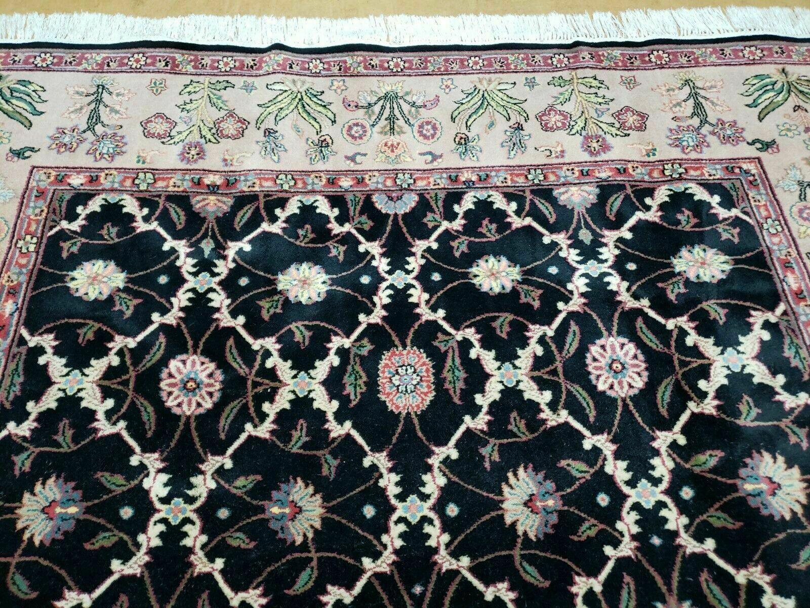 6' X 9' Handmade India Floral Oriental Wool Rug Carpet Hand Knotted Nice Black - Nuvé