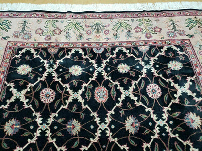 6' X 9' Handmade India Floral Oriental Wool Rug Carpet Hand Knotted Nice Black - Nuvé