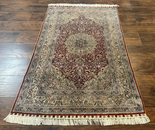 Sino Persian Silk Rug 3x5, Super Fine 440 KPSI, Floral Medallion, Handmade - Nuvé