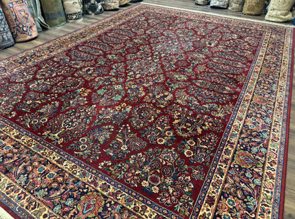 10x14 Karastan Rug Red Sarouk #785, Wool Original 700 Series - Nuvé