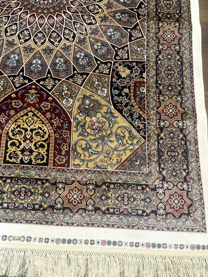 Turkish Silk Rug 4x6, Dome Design, Memluk Carpet, Bamboo Silk, New - Nuvé