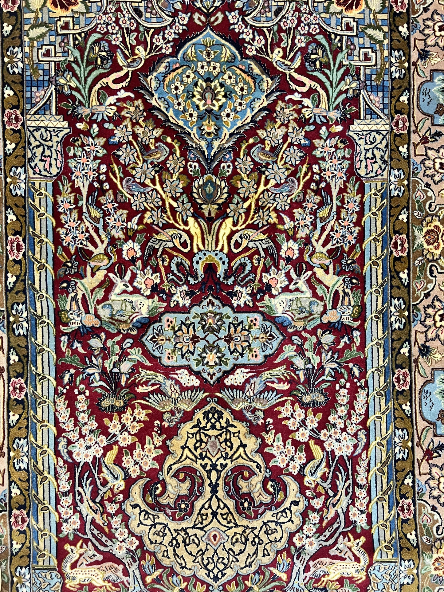 Marvelous Persian Isfahan Rug 3.7 x 5.6, Tree of Life and Animal Pictorials, Handmade Vintage Super Fine 600 KPSI, Kork Wool  Silk Highlights, Rare - Nuvé
