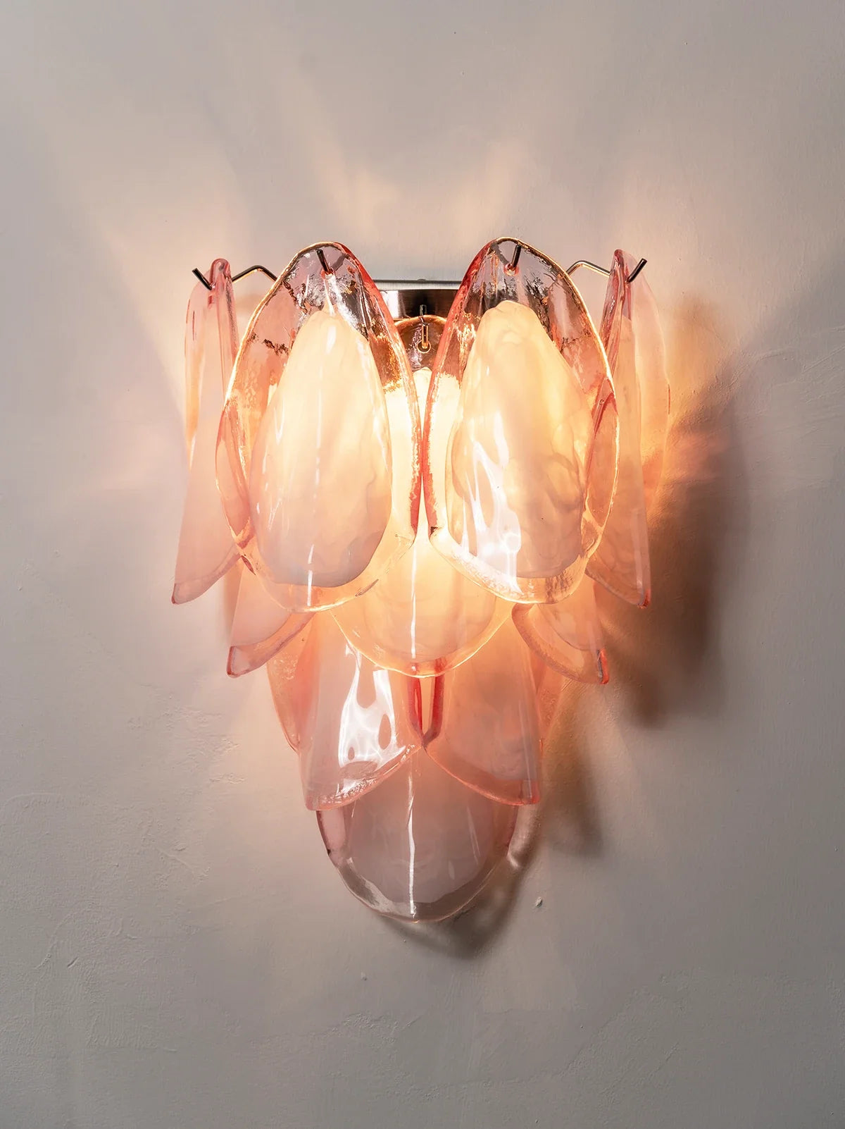 Pink Lotus Textured Glass Wall Sconce