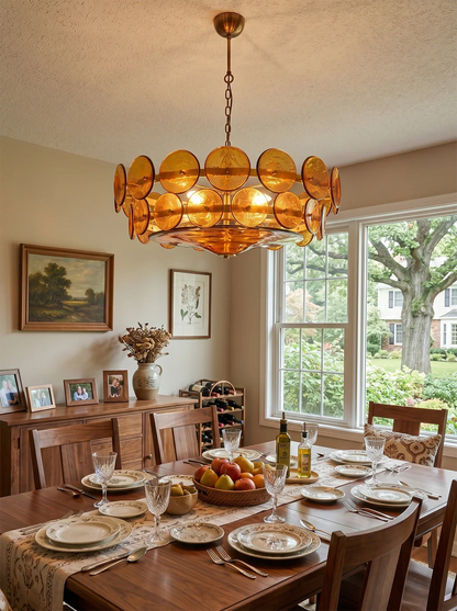 Solaris Disc Murano Glass Chandelier