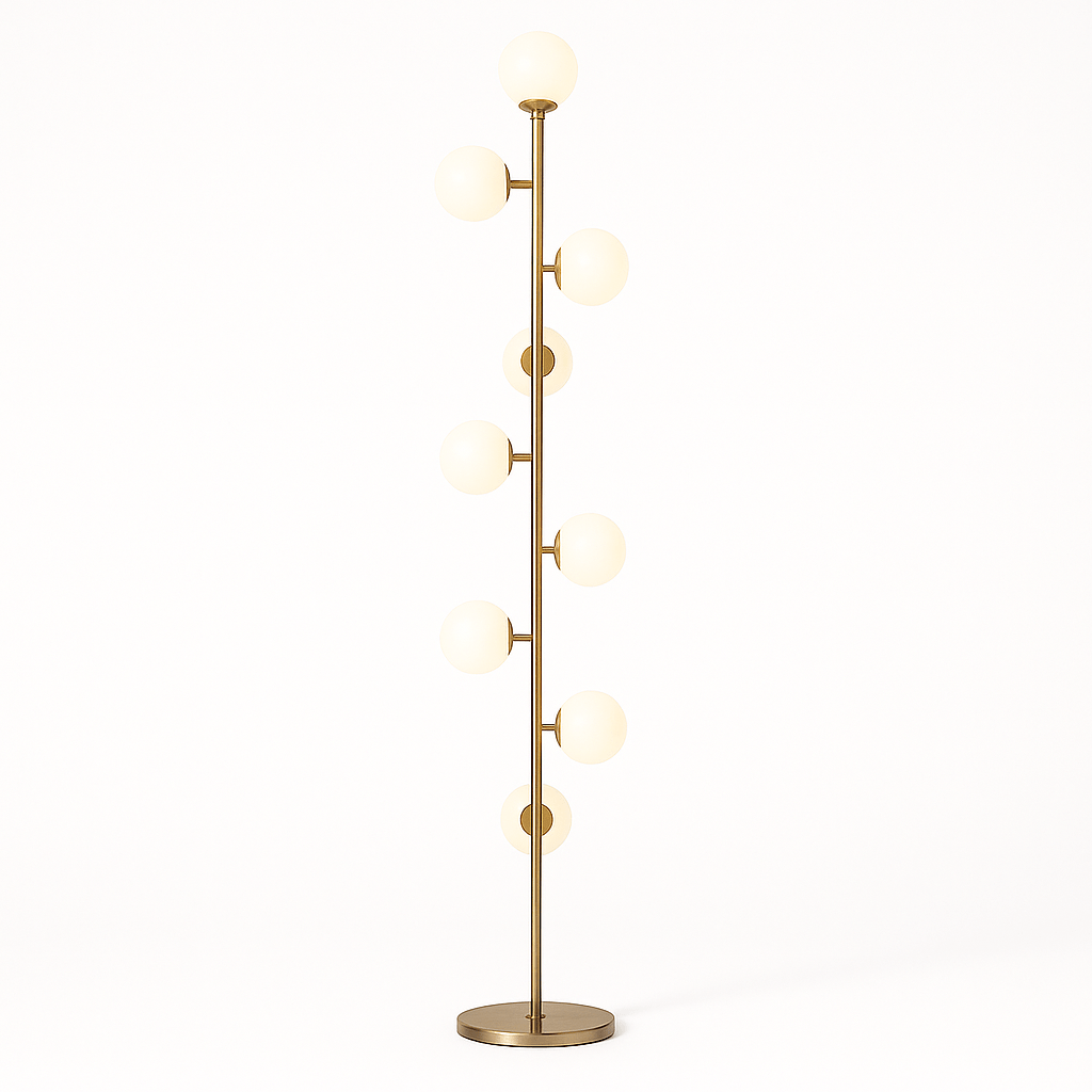 Modern Domena Floor Lamp by Residence Supply with a sleek metal stand and fabric shade, ideal for living room or office lighting.