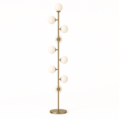 Domena Floor Lamp by Residence Supply with a sleek metal stand and a fabric drum shade in a modern living room setting.