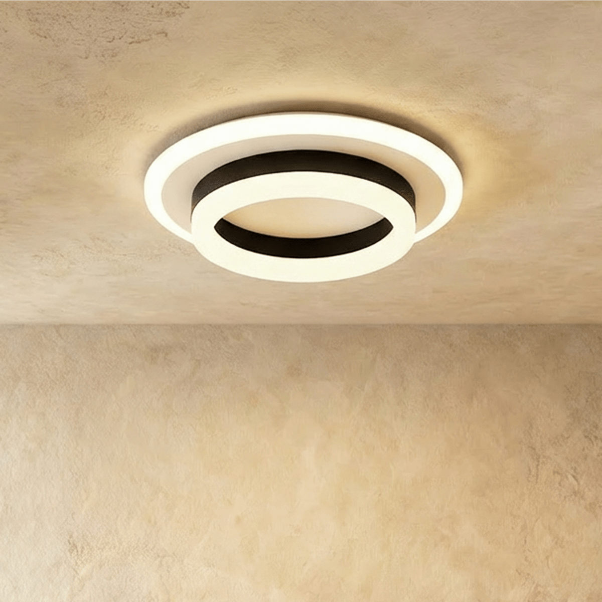 Doveva ceiling light by Residence Supply, modern round fixture with a sleek white finish and illuminated diffuser.