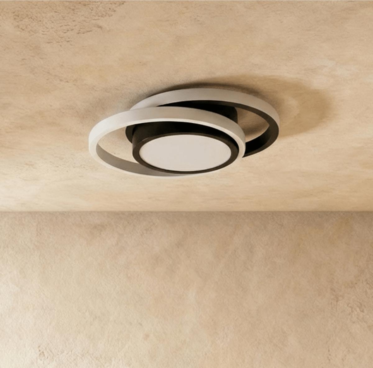 Doveva ceiling light by Residence Supply, modern sleek fixture with a round white shade and chrome accents for contemporary decor