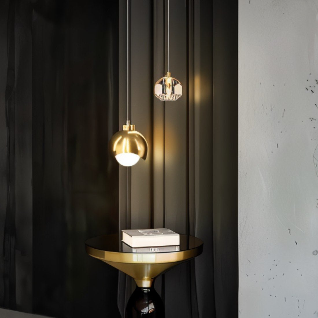 Modern dual pendant light fixture by Residence Supply with sleek metal shades and adjustable cords for contemporary home lighting.