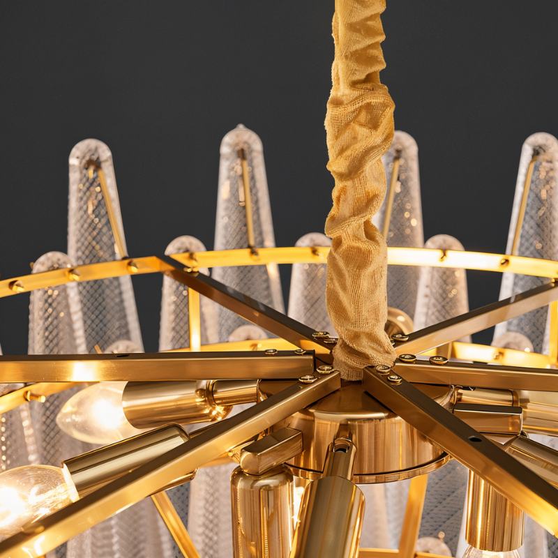Elegant Duska Chandelier by Residence Supply featuring multiple glass shades and a sleek modern design.