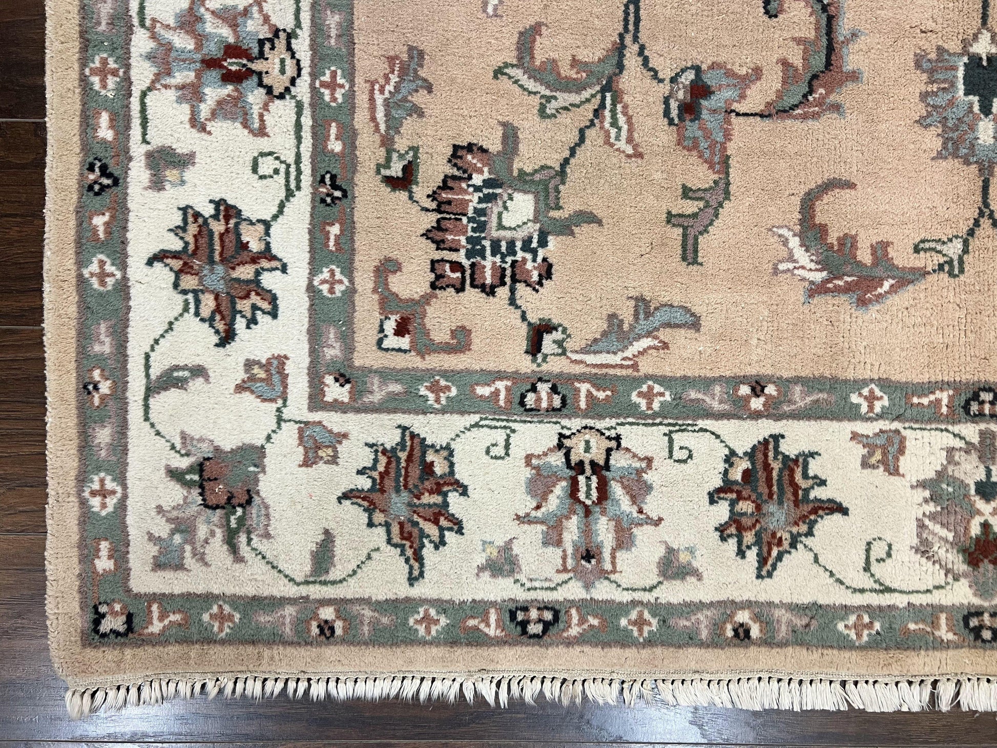 Indo Persian Rug 6x9, Handmade Vintage Wool Carpet, Floral Allover - Nuvé