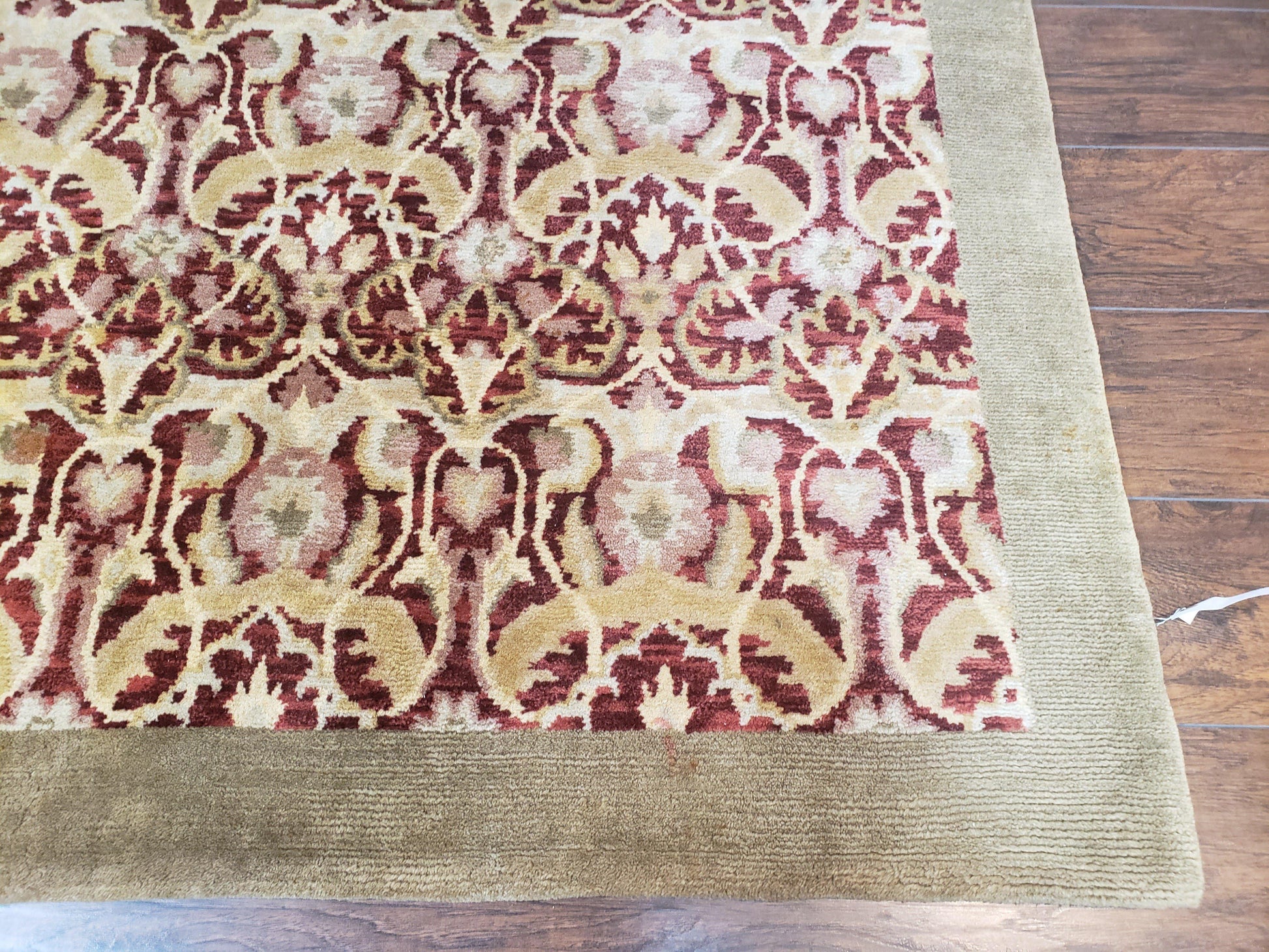Contemporary Indian Nepalese Room Sized Rug 9 x 11.6, Wool Hand-Knotted Dark Red & Beige Soft Carpet, 9 x 12 Masterloom Living Room Rug - Nuvé