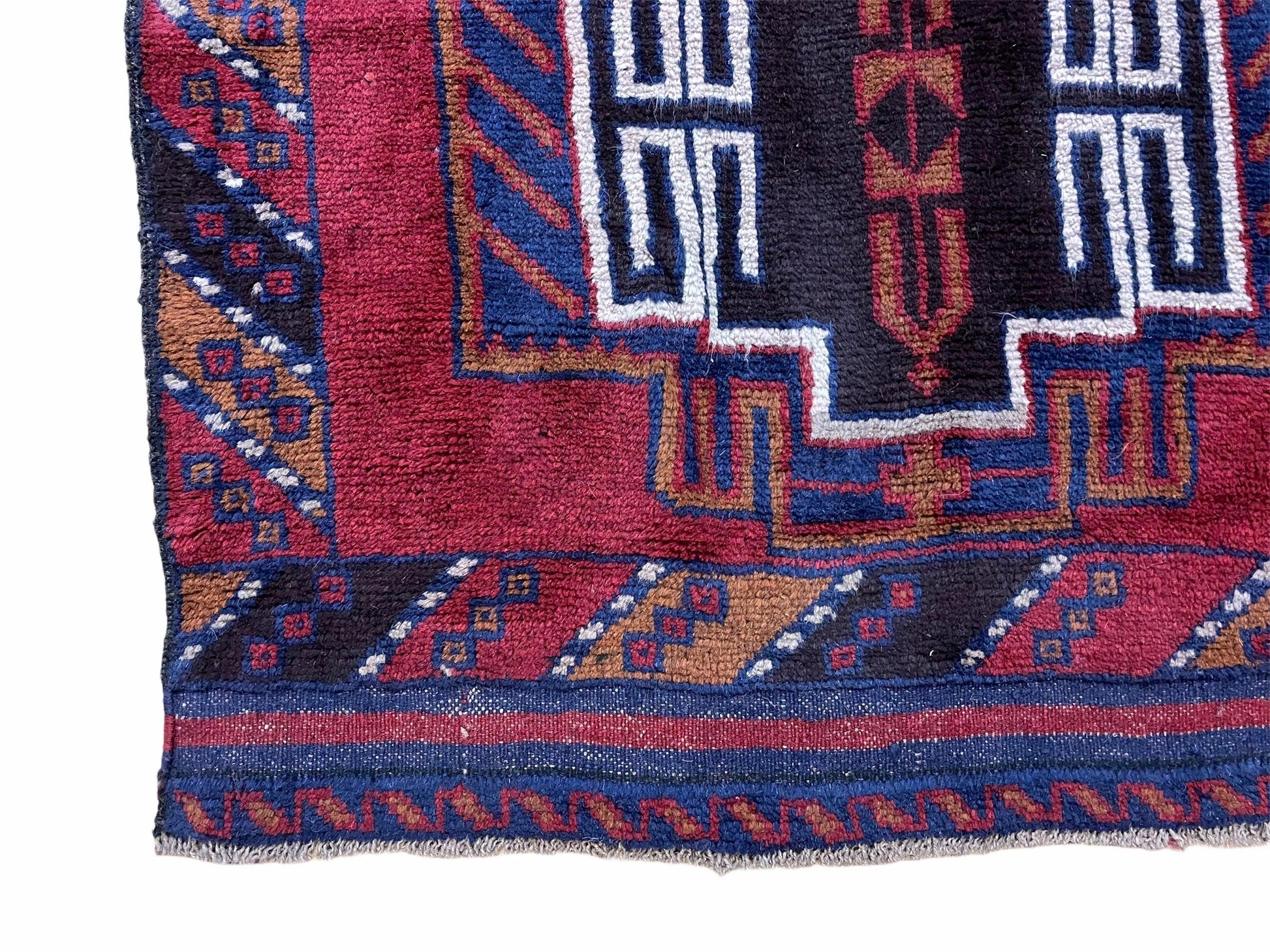 3 X 5 Vintage Handmade Tribal Wool Rug Balouchi Rug Afghan Rug Red Beige Nice - Nuvé
