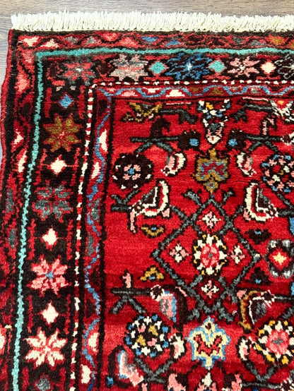 Red Persian Rug 4x7, Village Rug, Wool Vintage Carpet - Nuvé