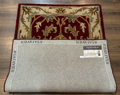 Small Floral Wool Rug 3x5, Safavieh Heritage Collection, Dark Red, Pair B - Nuvé