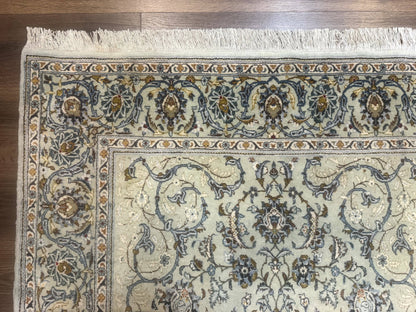 Persian Kashan Rug, Unique Colors, 225 KPSI, Light Green and Light Blue - Nuvé