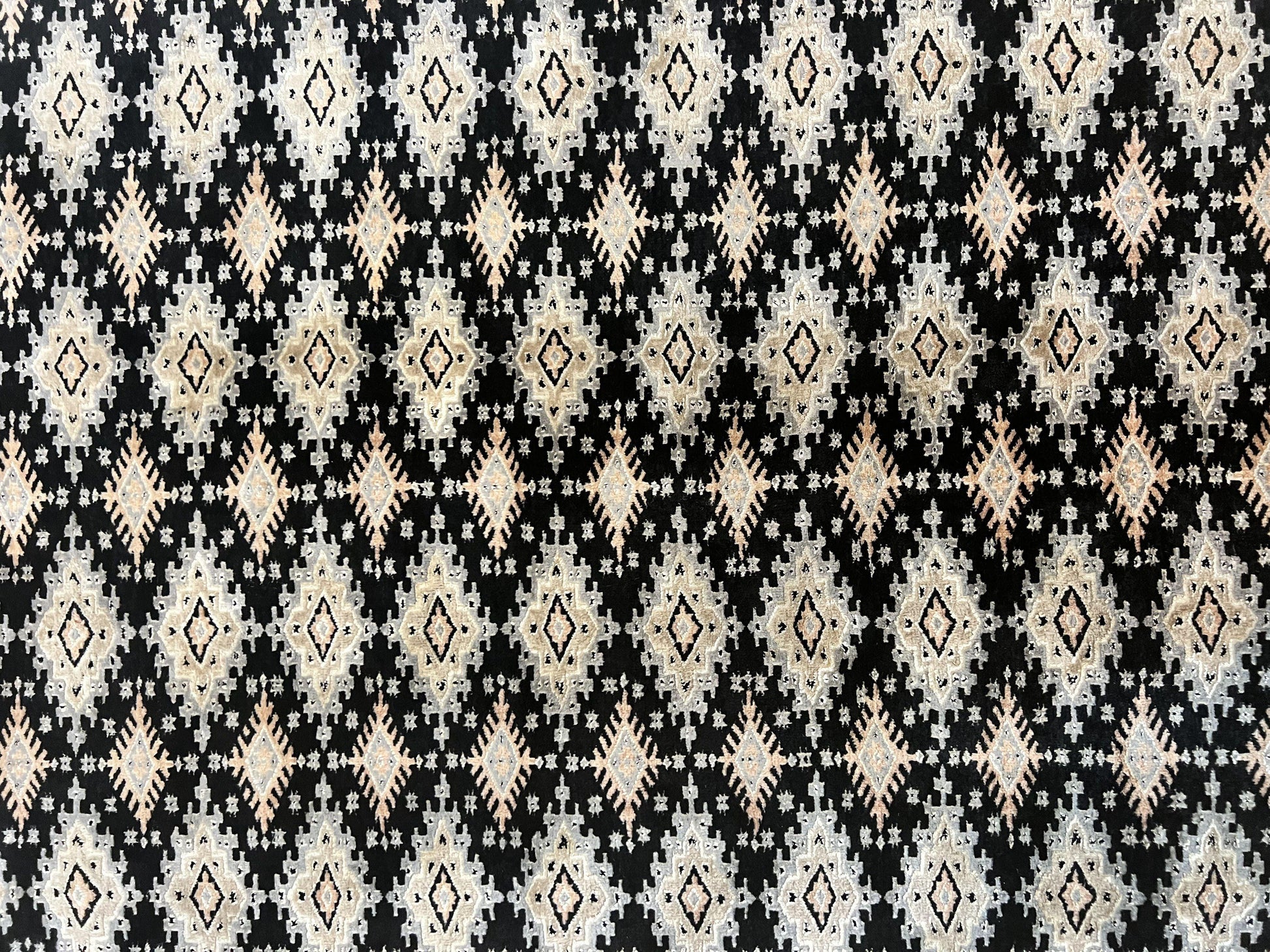 Pakistani Bokhara Rug 6x9, Hand Knotted Vintage Wool Carpet with Silk Highlights, Very Fine 320 KPSI, Medium Size - Nuvé