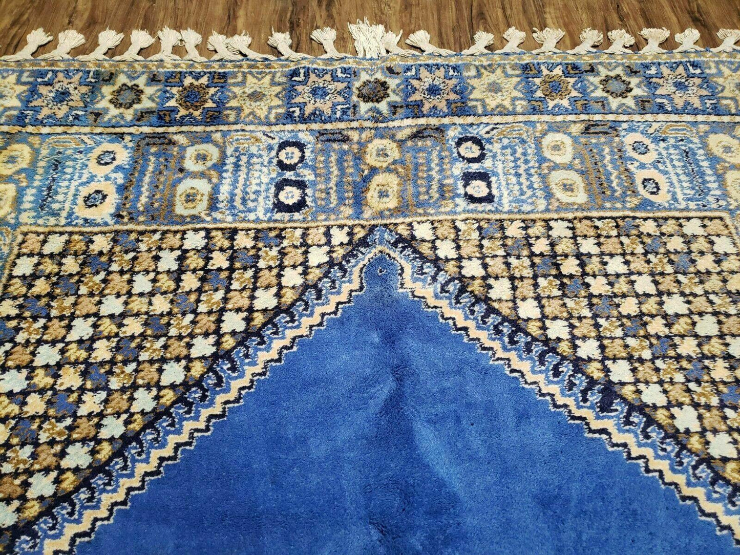 7' X 10' 5" Handmade Moroccan Urban Rabat Wool Carpet Blue Area Rug - Nuvé