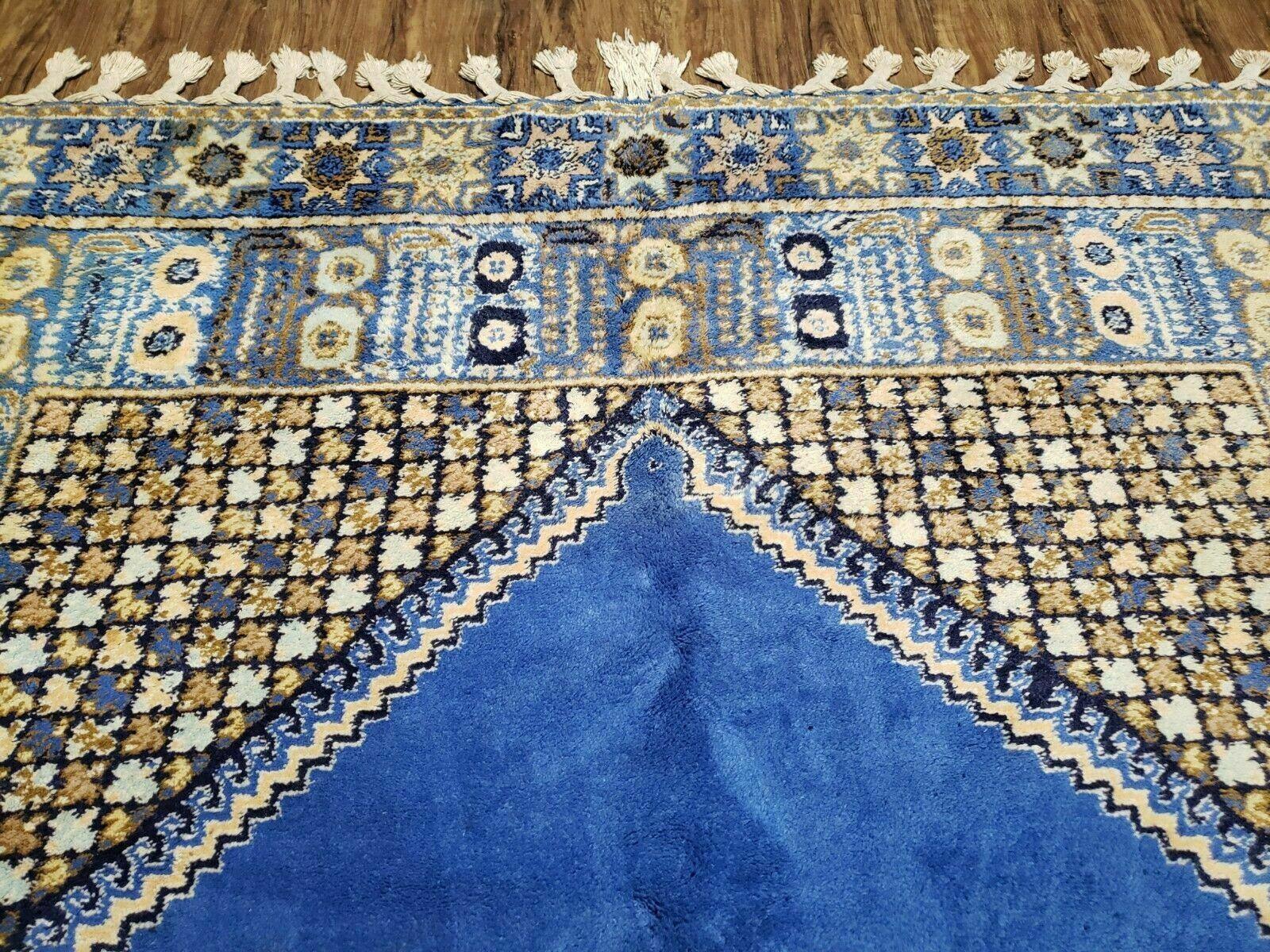 7' X 10' 5" Handmade Moroccan Urban Rabat Wool Carpet Blue Area Rug - Nuvé