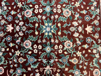 Indo Persian Rug 8x10, Red and Ivory, Floral Allover, Handmade Wool Area Rug - Nuvé