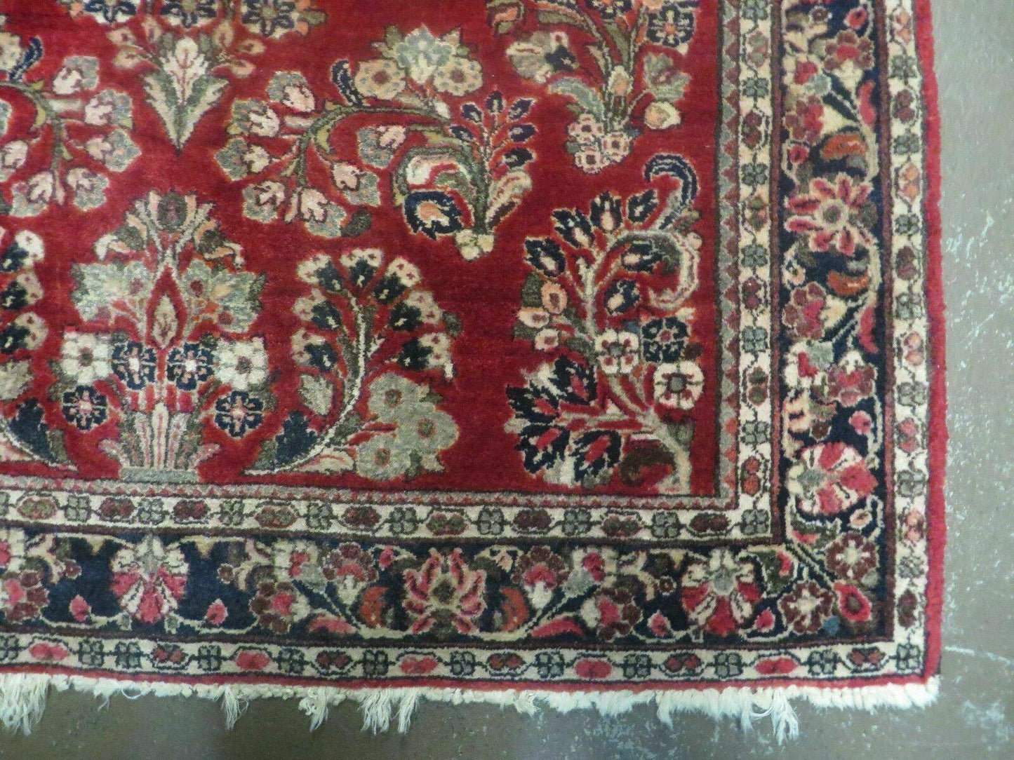 Red Persian Sarouk Rug 3x5, Antique Persian Carpet 1920s, Hand Knotted, Floral, Wool, Oriental Rug, Handmade Rug - Nuvé