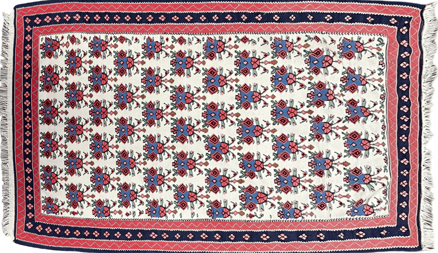 3x5 Vintage Kurdish Senneh Kilim Rug 3 x 5 Heirloom Rug Flatweave Antique Rug Playroom Rug Collectible Rug Beige Kilim - Nuvé