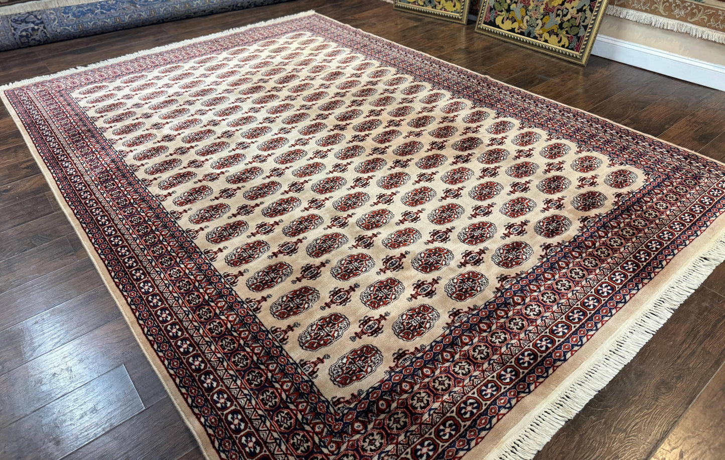 Karastan Rug 8.2 x 11.6 Beige Bokhara, Wool Pile, Vintage Discontinued Karastan Area Rug, Belgium Power Loomed Rug - Nuvé