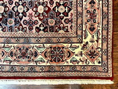 Indo Persian Rug 8x10, Repeated Allover Pattern, Navy Blue Ivory, Handmade Vintage Wool Carpet - Nuvé
