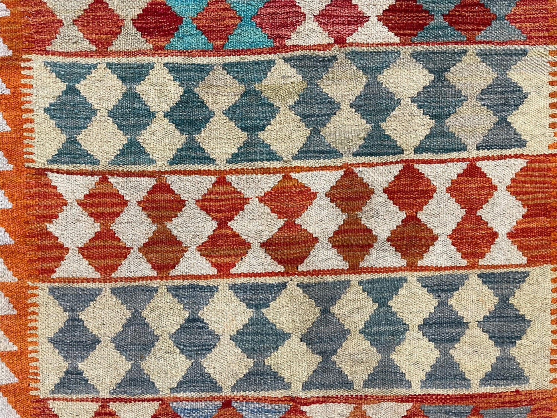 Small Chobi Kilim Rug 3x4 Colorful Diamond Kilim Small Turkish Multicolor Kilim with Diamond Pattern Wool Flatweave Nice - Nuvé