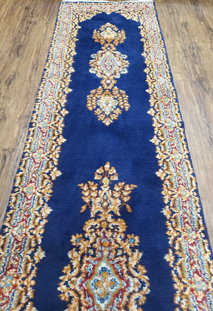 Semi Anique Dark Blue Persian Kerman Runner, 2'7" x 13'5" - Nuvé