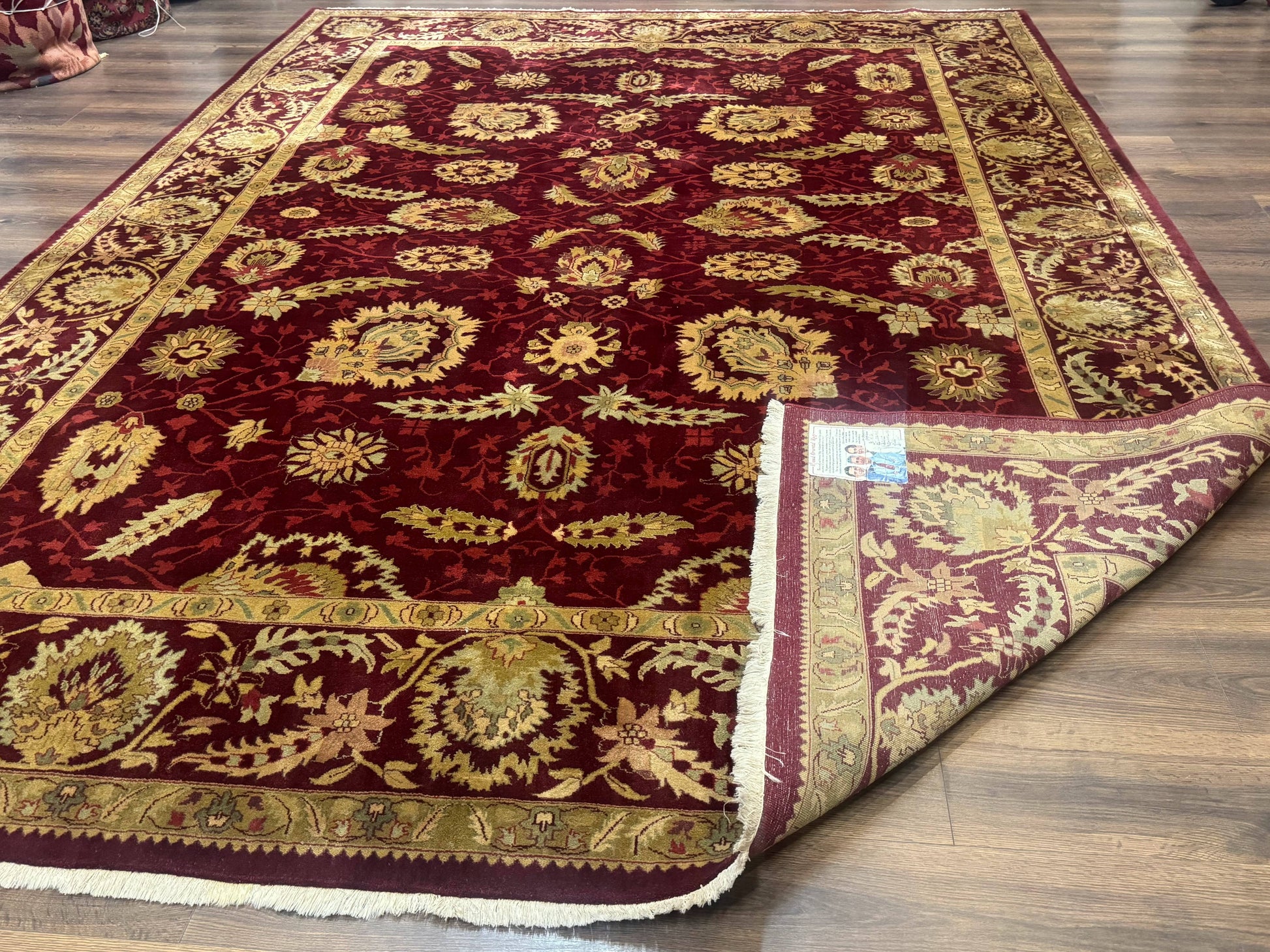 Indo Mahal Rug 9x12, Allover Pattern, Dark Red, Traditional Wool Area Rug - Nuvé