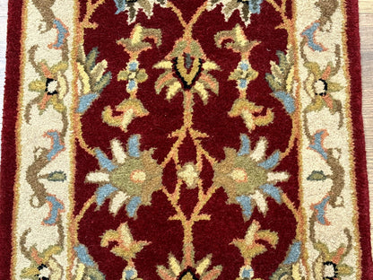 Small Floral Wool Rug 2x3, Safavieh Heritage Collection, Dark Red & Cream - Nuvé