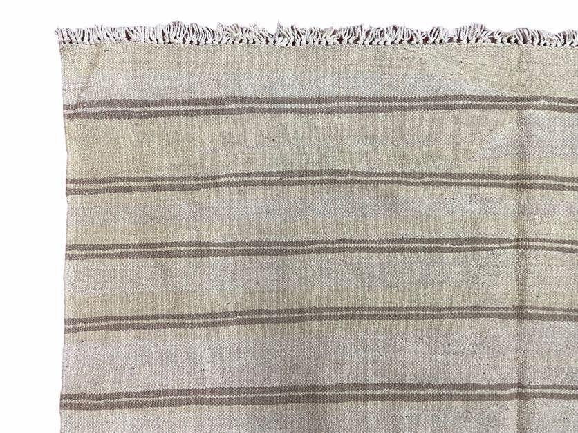 5x8 Turkish Kilim Rug, Flatweave Carpet, Striped Blanket, Southwestern Design, New, Gray, Wool, High Quality, Hand-Knotted - Nuvé