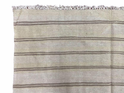 5x8 Turkish Kilim Rug, Flatweave Carpet, Striped Blanket, Southwestern Design, New, Gray, Wool, High Quality, Hand-Knotted - Nuvé