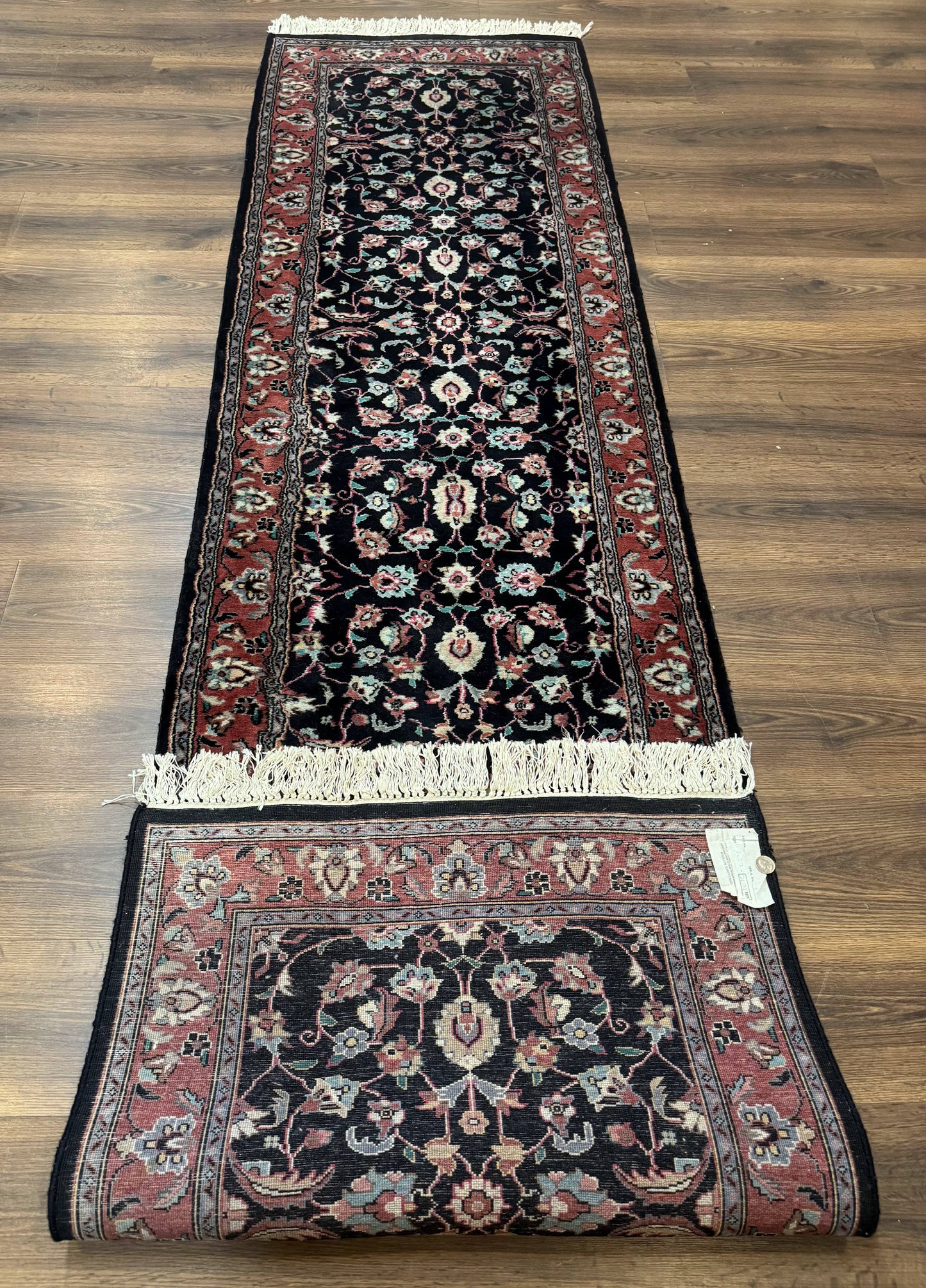Pak Persian Runner Rug 2.8 x 10, Dark Blue, Floral Allover, Wool - Nuvé