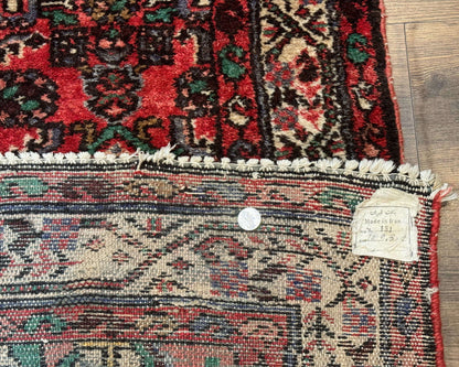 Persian Runner Rug 3x10, Wool Hand Knotted Hallway Rug 3 x 10 ft, Red and Ivory, Hamadan Angelas Runner - Nuvé