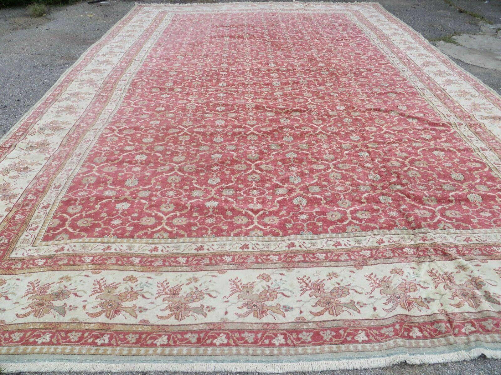 12' X 18' Palace Size Handmade Egyptian Wool Rug Carpet Soft Colors Red & Beige - Nuvé