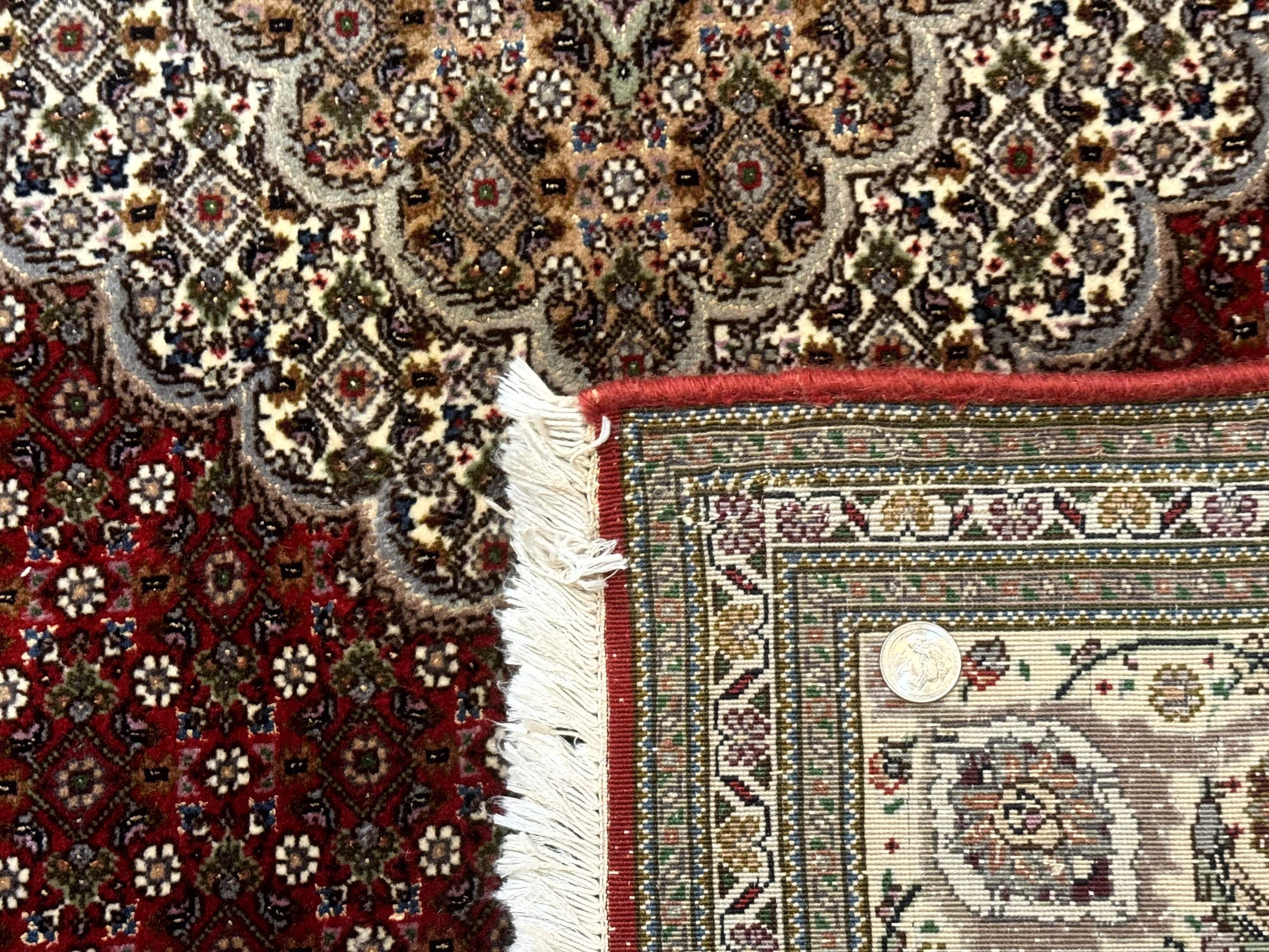 Persian Rug 5x7, Very Fine 330 KPSI, Red and Ivory, Herati Mahi Pattern, Wool & Silk - Nuvé