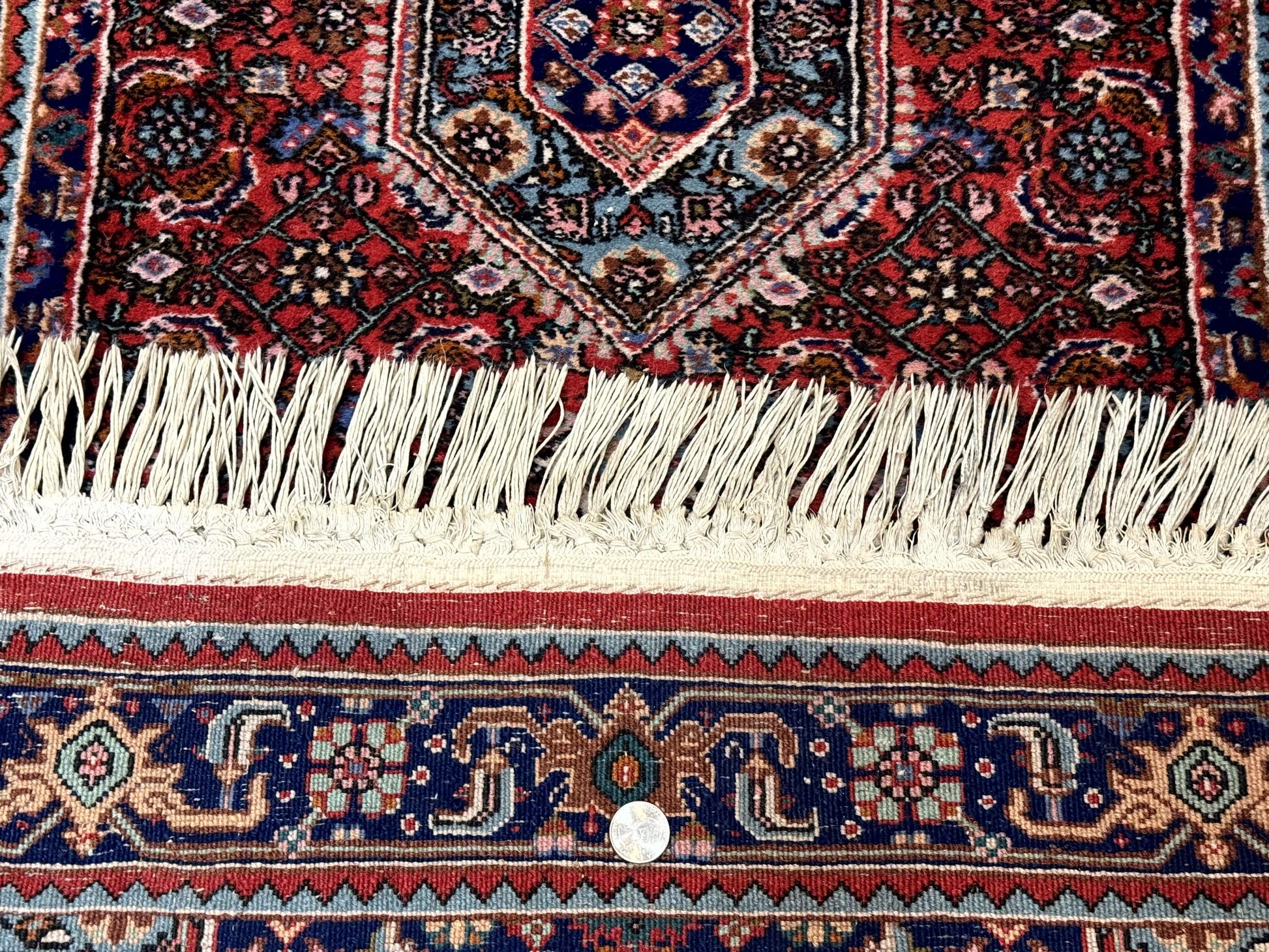 Indo Persian Bidjar Runner Rug 3 x 18.6, Red Navy Blue, Long Runner, Wool Oriental Carpet - Nuvé