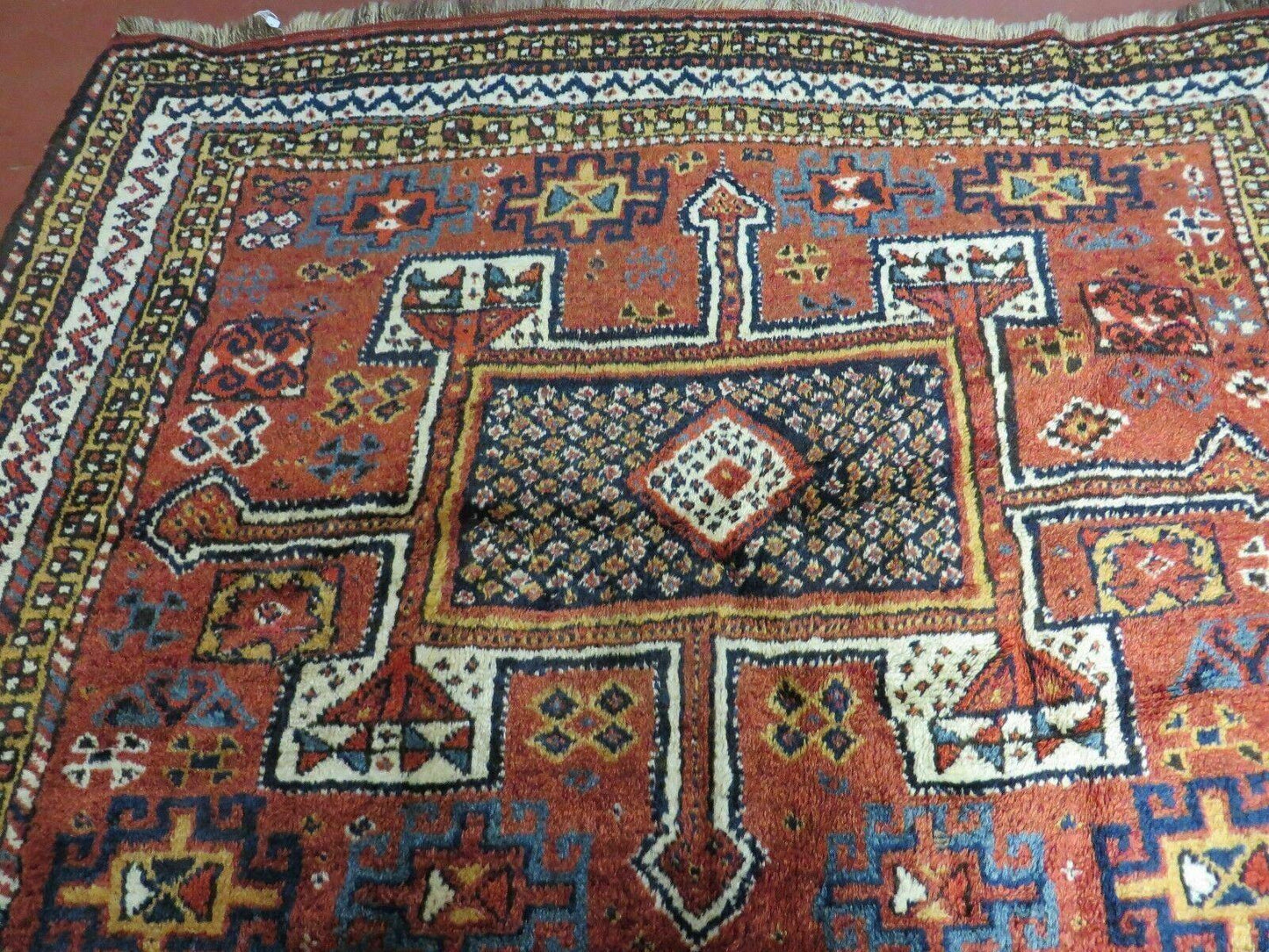 Antique Moroccan Runner Rug 4x9, Wide Runner, Hand Knotted Tribal Oriental Carpet, Hallway Rug, Geometric Medallions, Red, Bohemian Rug Nice - Nuvé