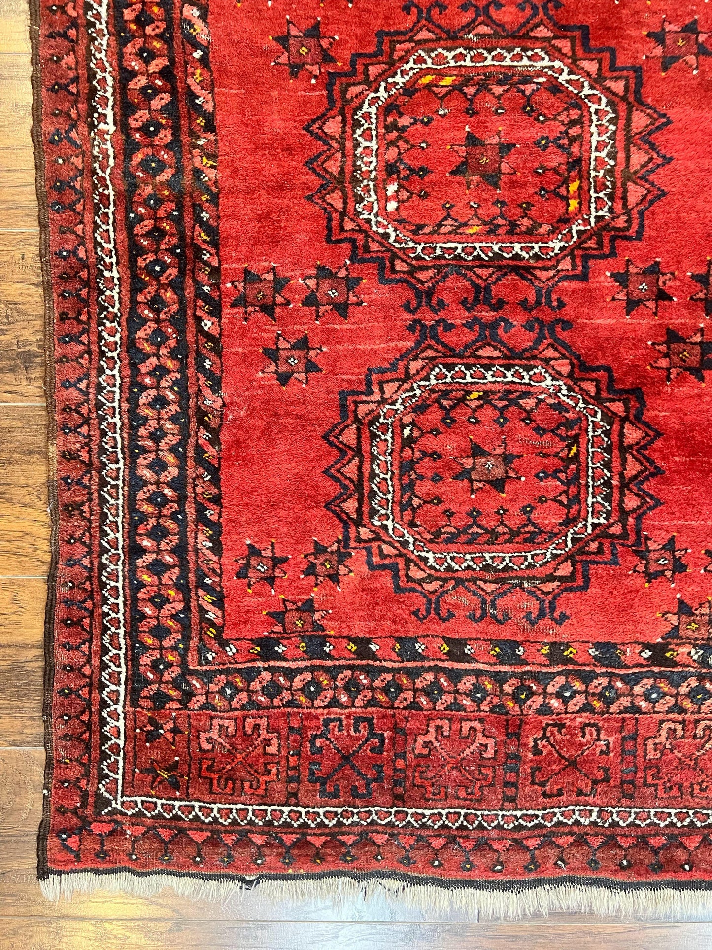 Afghan Rug 3x6, Semi Antique Vintage Oriental Carpet, Wool Handmade Red Rug, Tribal Rug, Afghan Beshir Rug - Nuvé