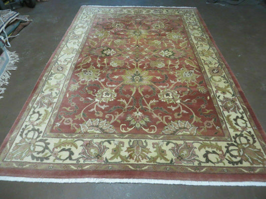 6' X 9' Vintage Handmade Indian Floral Oriental Wool Rug Veg Dyes Nice - Nuvé