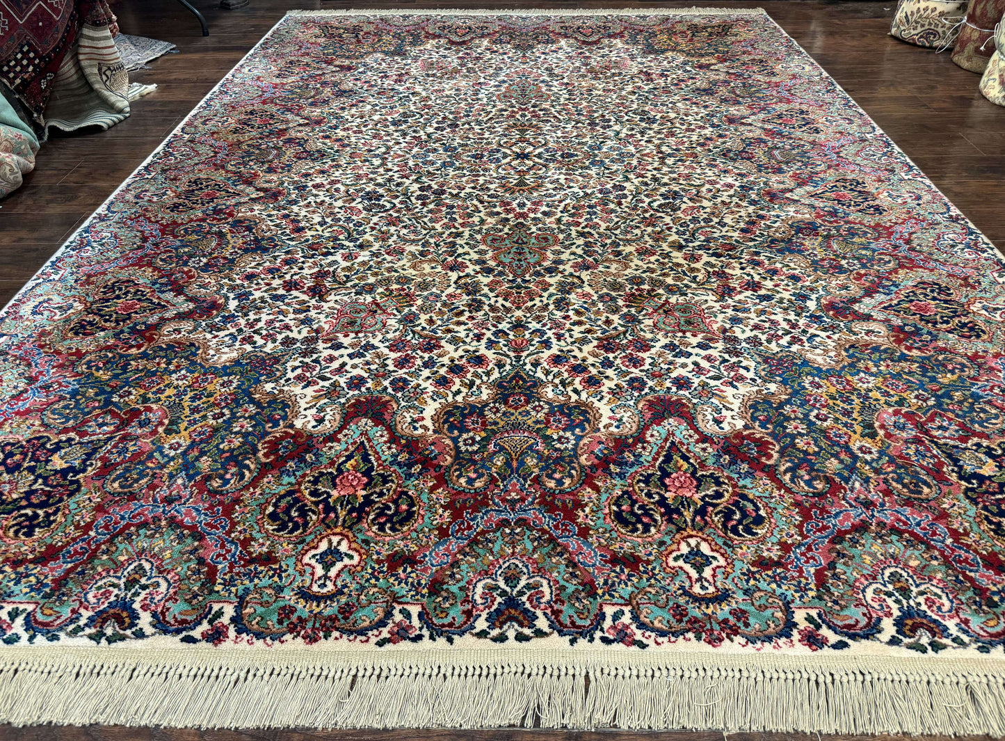 Karastan Rug #742 Floral Kirman 8.8 x 12, Wool Pile, Vintage Original Series, Rare - Nuvé