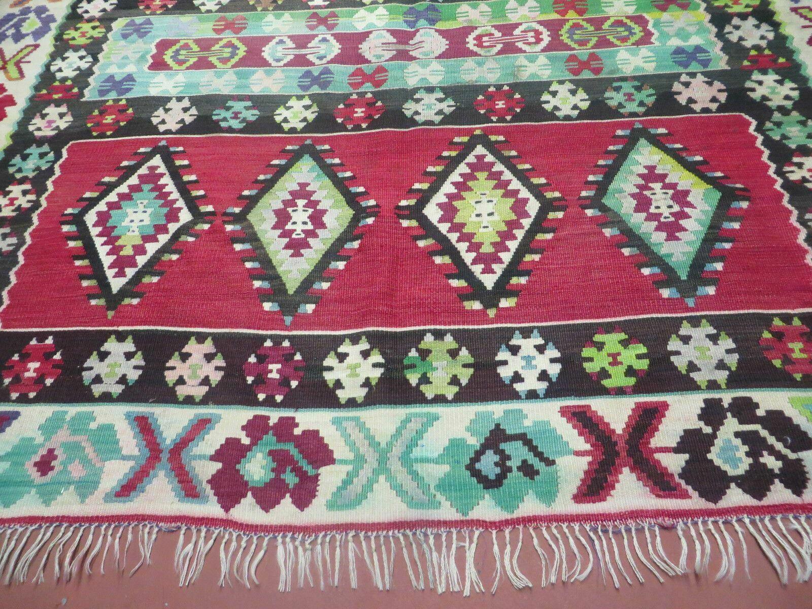 7' X 9' Vintage Turkish Kilim Handmade Flat Weave Wool Rug Veg Dye Nice - Nuvé