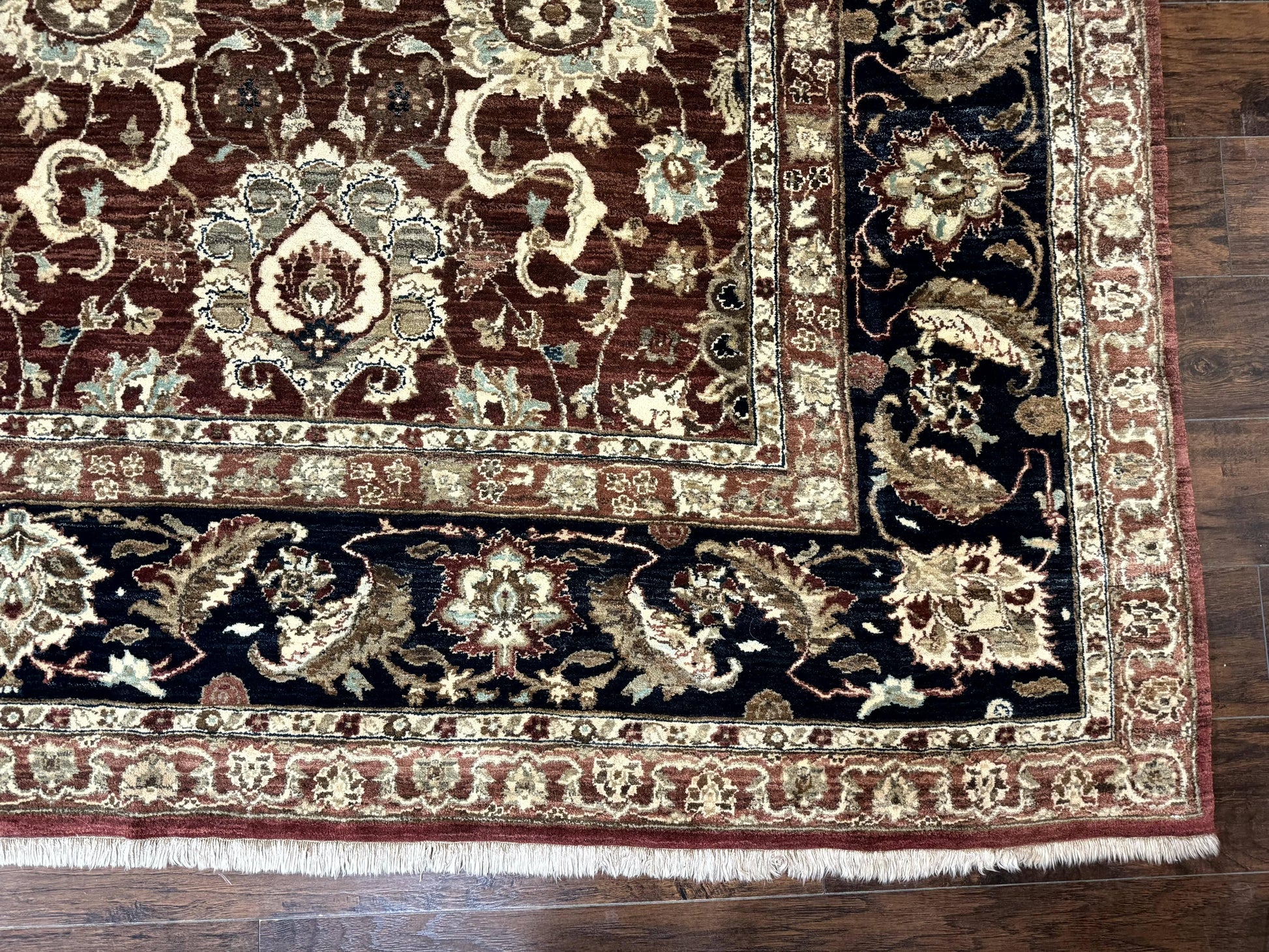 Palace Sized Indian Agra Rug 12x17, Wool Handmade Floral Allover Carpet - Nuvé