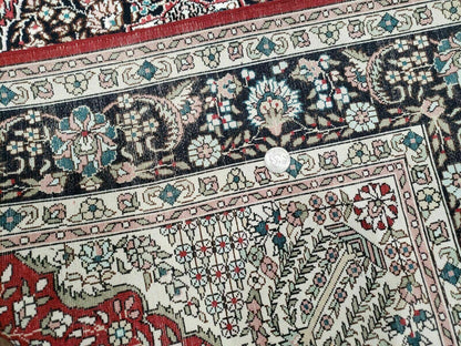 3' X 5' Vintage Fine Handmade India Oriental Kashmir Silk Rug 400 KPSI Wow - Nuvé