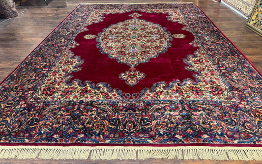 Karastan Rug 8.8 x 12 - Red Floral Kirman - Wool Pile Carpet - Nuvé